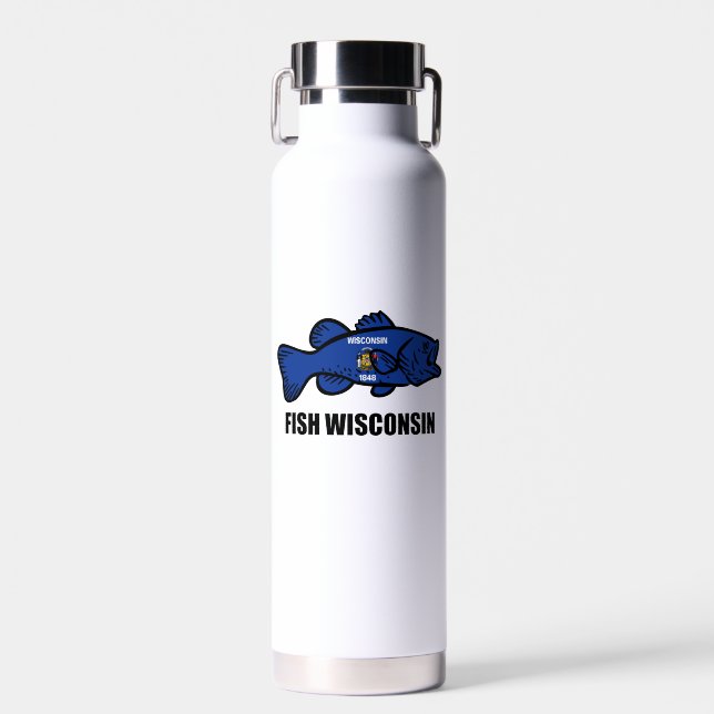 Fish Wisconsin Flag Water Bottle (Front)