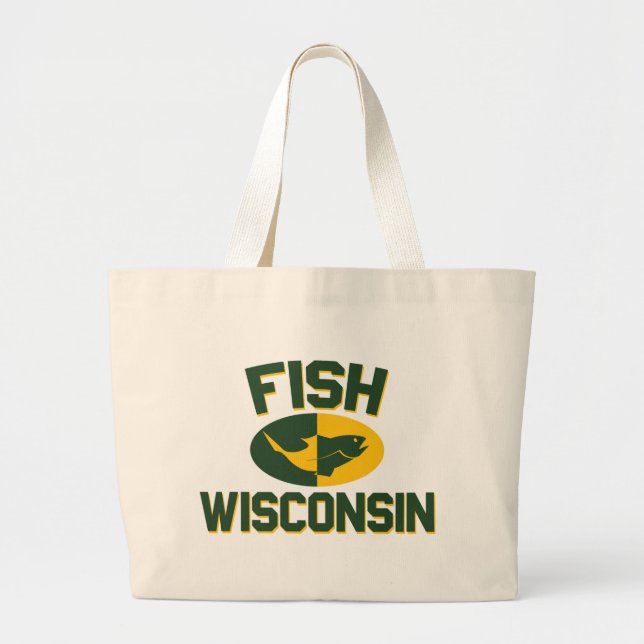 Fish Wisconsin Large Tote Bag (Front)