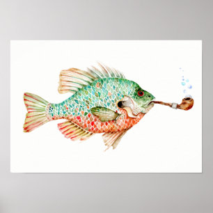 Fish with a Pipe Poster