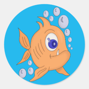 Fish with a sharp tooth classic round sticker