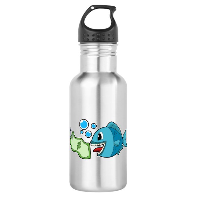 Fish with Bank note 710 Ml Water Bottle (Front)