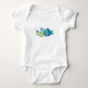 Fish with Bank note Baby Bodysuit