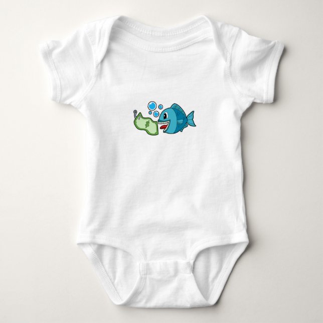 Fish with Bank note Baby Bodysuit (Front)