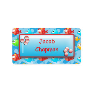 Fish with Bubbles - Boys School Name Labels