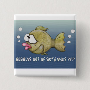 Fish With Bubbles Out of Both Ends 15 Cm Square Badge