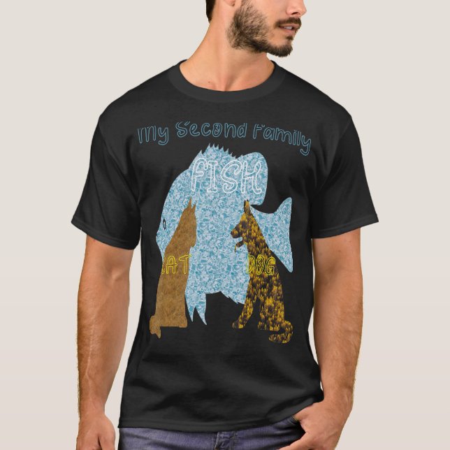 Fish With Dog And Cat T-Shirt (Front)