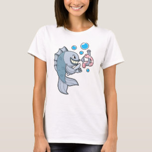 Fish with Fish hook & Worm T-Shirt