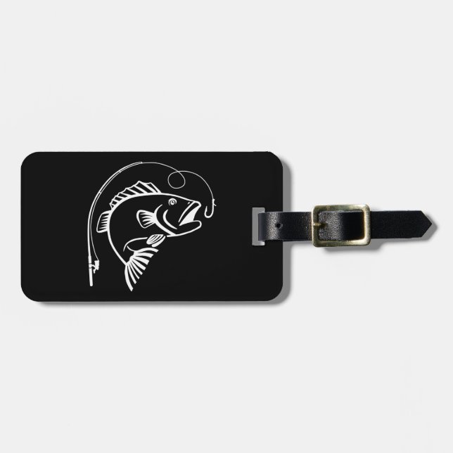 Fish with fishing rod luggage tag (Front Horizontal)