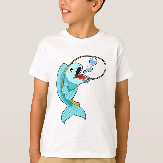 Fish with Fishing rod T-Shirt (Front)
