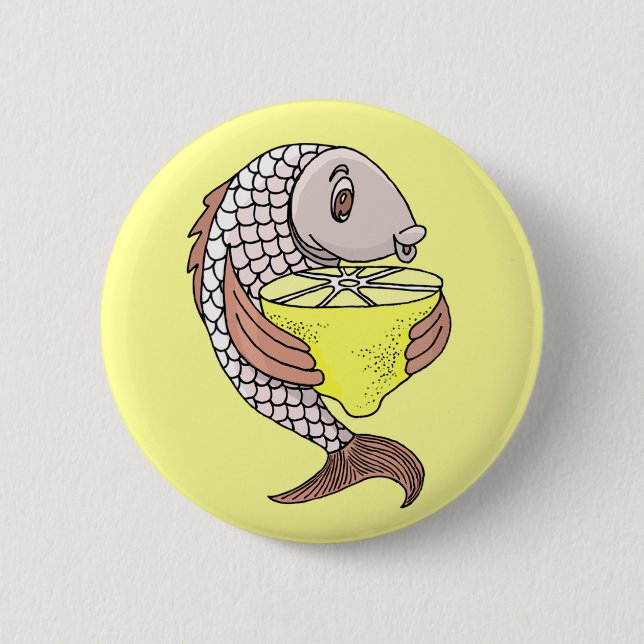 Fish With Lemon 6 Cm Round Badge (Front)
