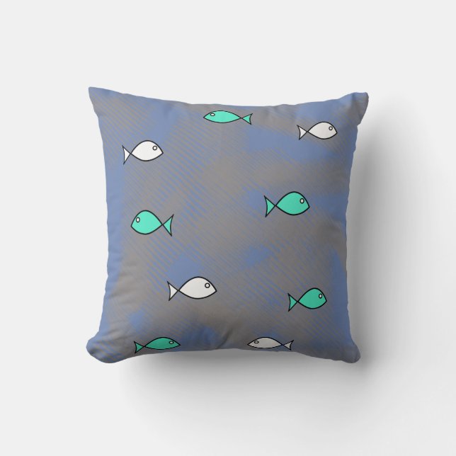 Fish World Throw Pillow / Cushion (Front)
