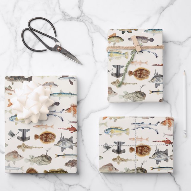 Fish Wrapping Paper, Fishing Gift Wrap (Front)