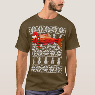 Fish Xmas Santa Hat Cherry Barb Ugly Christmas T-Shirt