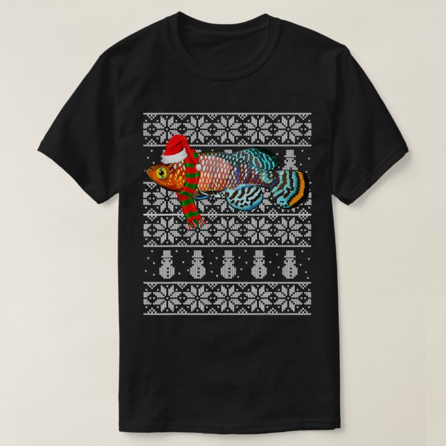 Fish Xmas Santa Hat Killifish Ugly Christmas  T-Shirt (Design Front)