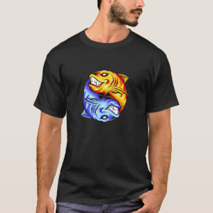 Fish Yin Yang Design Fishing Ying Yang Good And Ba T-Shirt