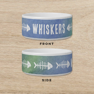 Fishbone Blue Watercolor Dog Cat Pet