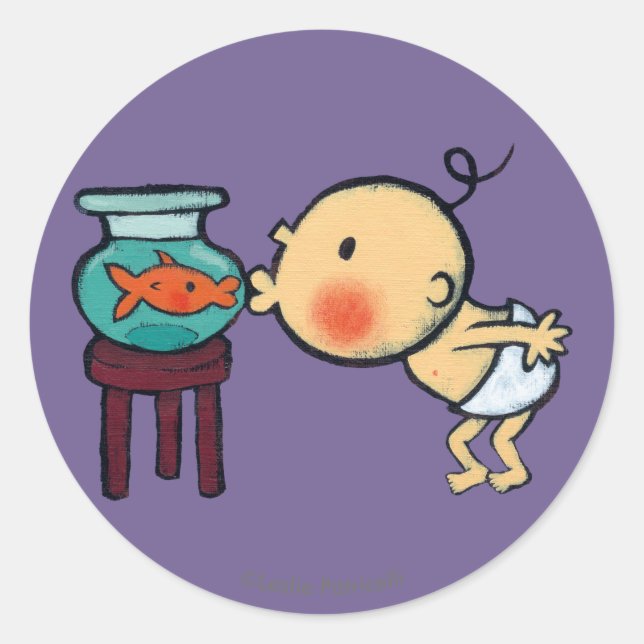 Fishbowl Kisses Orange Goldfish Classic Round Sticker (Front)