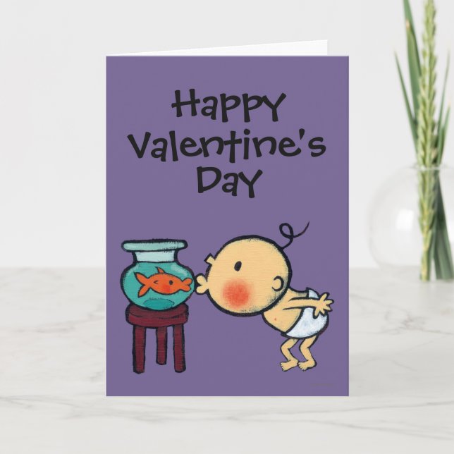 Fishbowl Kisses Orange Goldfish Holiday Card (Front)