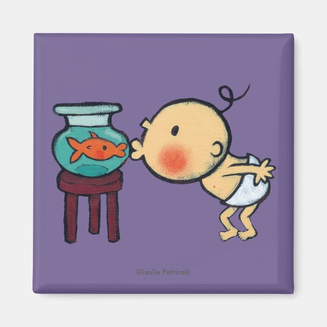 Fishbowl Kisses Orange Goldfish Magnet (Front)