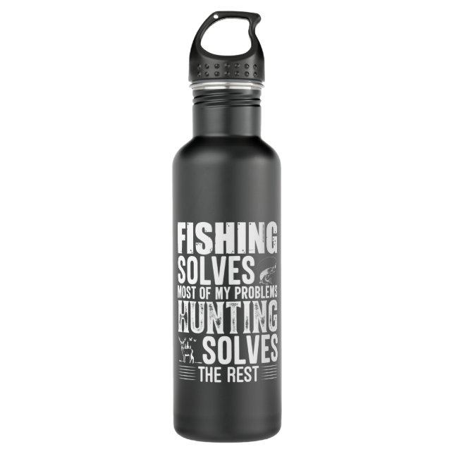 Fisher Fishing Solves Most Of My Problems 710 Ml Water Bottle (Front)