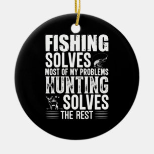 Fisher Fishing Solves Most Of My Problems Ceramic Tree Decoration