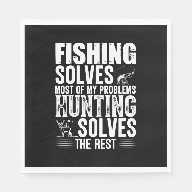 Fisher Fishing Solves Most Of My Problems Napkin (Front)