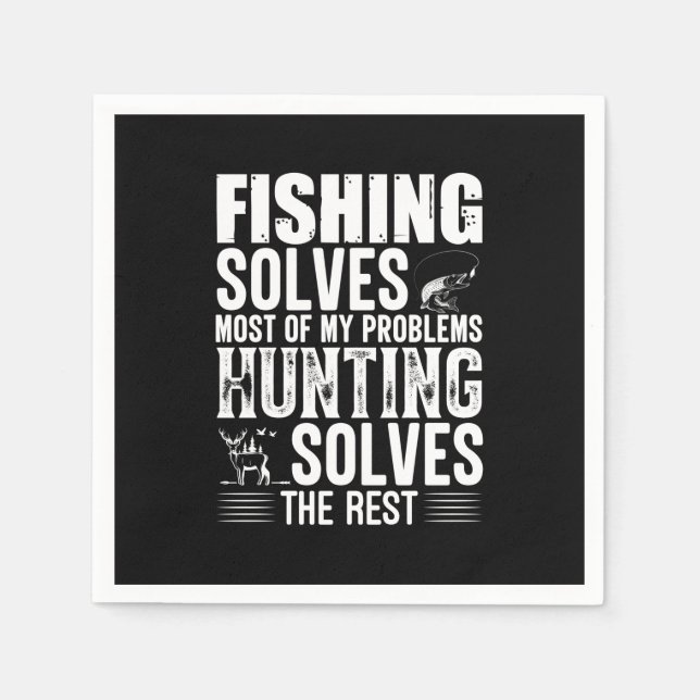 Fisher Fishing Solves Most Of My Problems Napkin (Front)