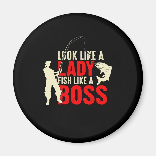 Fisher Gift A Lady Fish Like A Boss Magnet (Front)