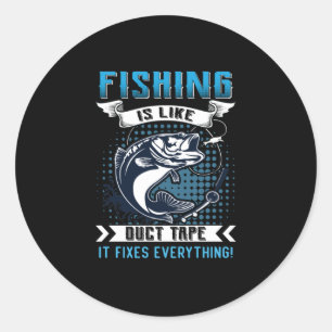 Fisher Gift Fishing Fixes Everything Classic Round Sticker