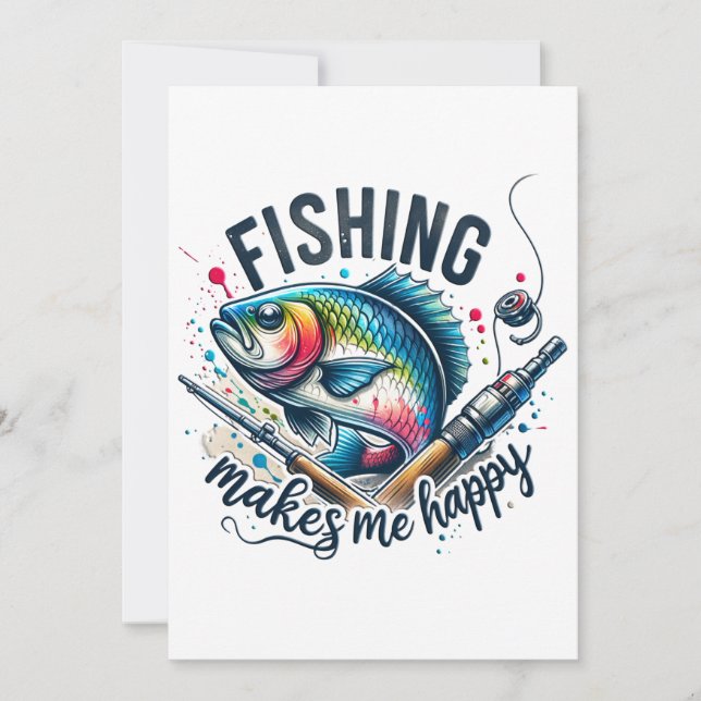 Fisher Gift Fishing Makes My Happy Holiday Card (Front)