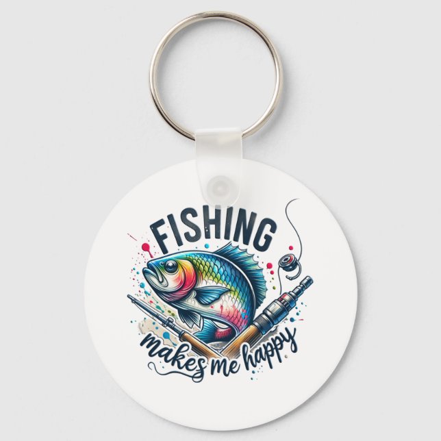 Fisher Gift Fishing Makes My Happy Key Ring (Front)