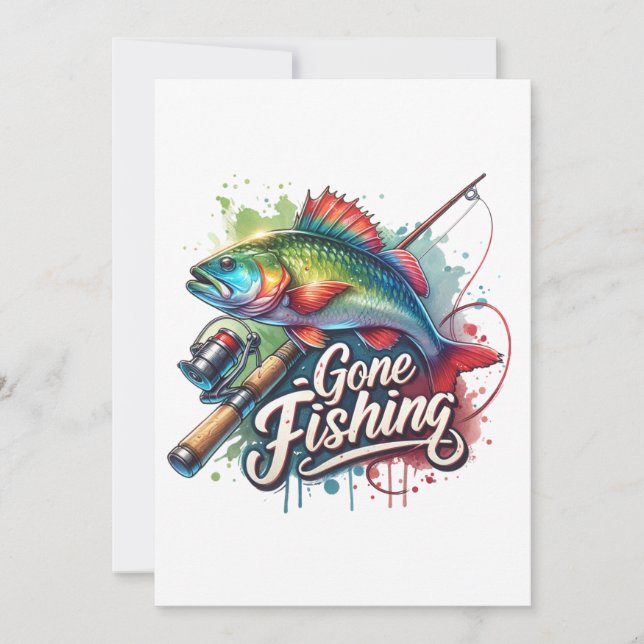 Fisher Gift Gone Fishing Holiday Card (Front)