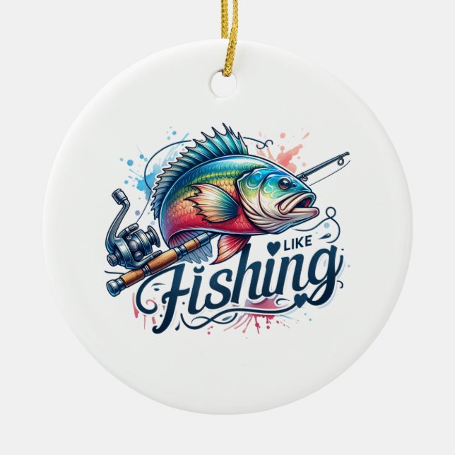 Fisher Gift I Like Fishing Ceramic Tree Decoration (Front)