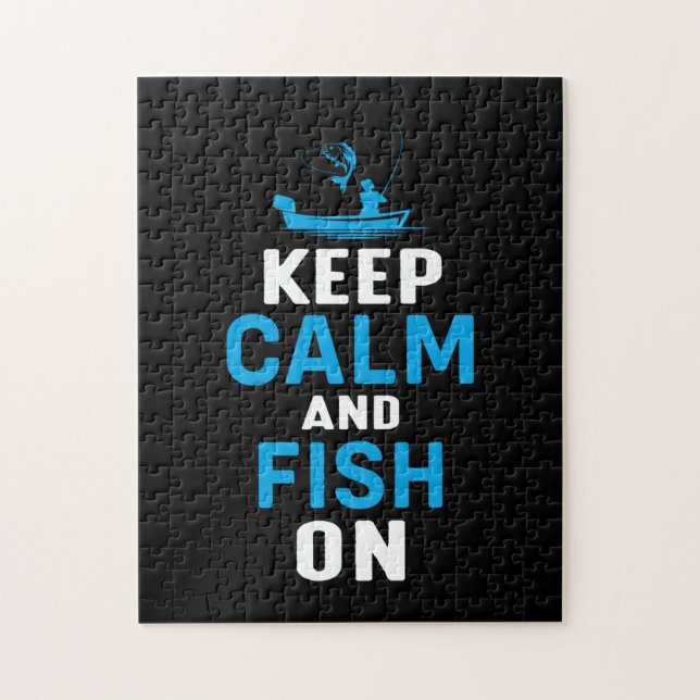 Fisher Gift Keep Calm And Fish On Jigsaw Puzzle (Vertical)