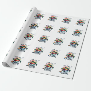 Fisher Gift Peace Love Fishing Wrapping Paper