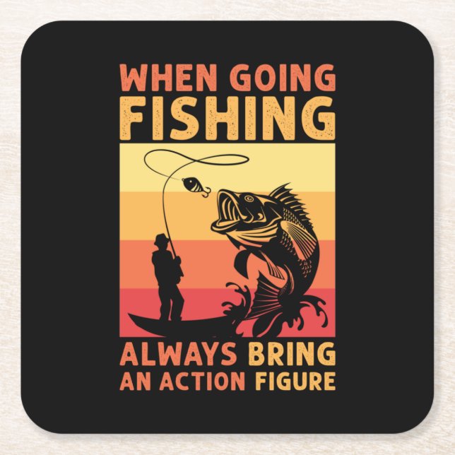 Fisher Gift When Going Fishing Square Paper Coaster (Front)