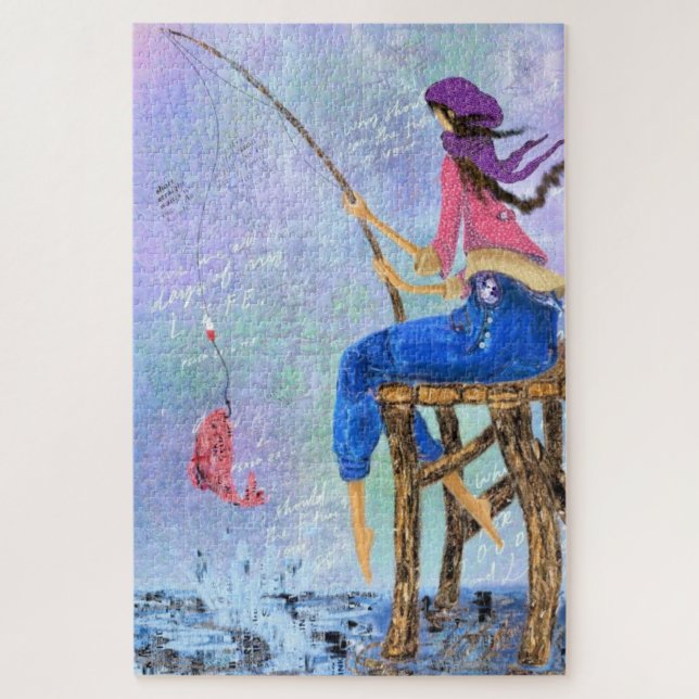 Fisher Girl Jigsaw Puzzle Painting (Vertical)