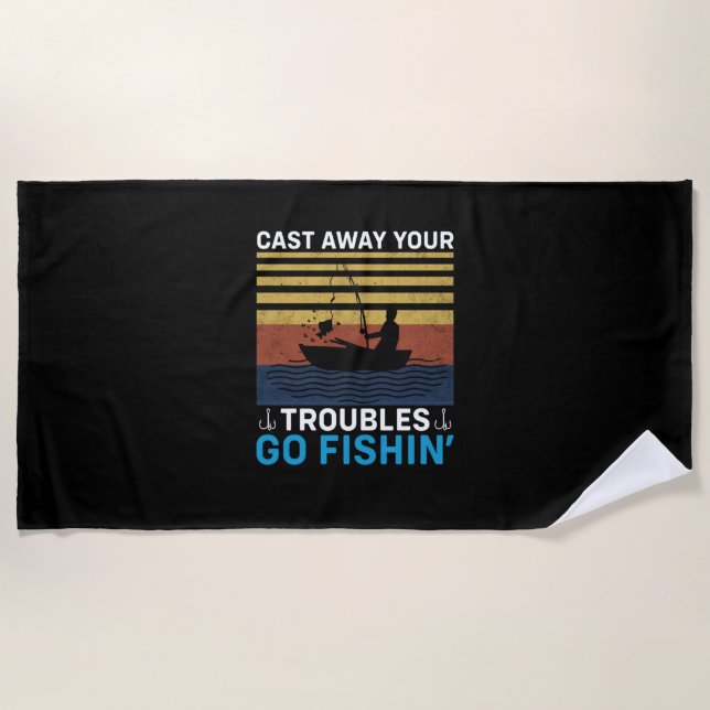 Fisher Go Fishing Beach Towel (Front)