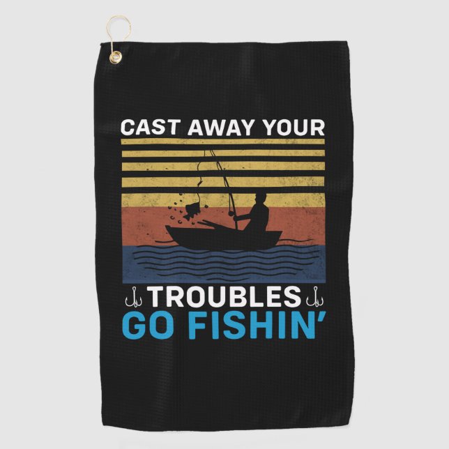 Fisher Go Fishing Golf Towel (Front)