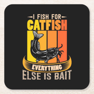 Fisher I Fish For Catfish Square Paper Coaster