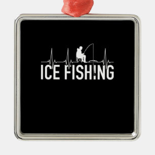 Fisher Ice Fishing Heartbeat Metal Tree Decoration
