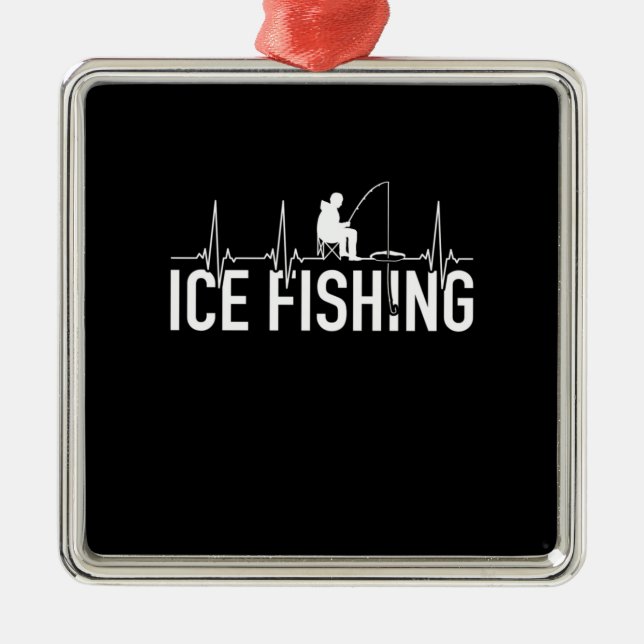 Fisher Ice Fishing Heartbeat Metal Tree Decoration (Front)