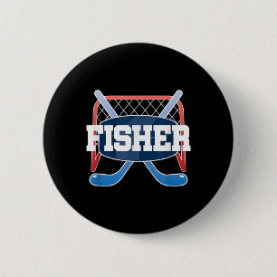 Fisher Name Boys Hockey Play Ice Rink Field Stick 6 Cm Round Badge