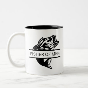 Fisher of Men God Mug, Faith Mug, Christian Two-Tone Coffee Mug