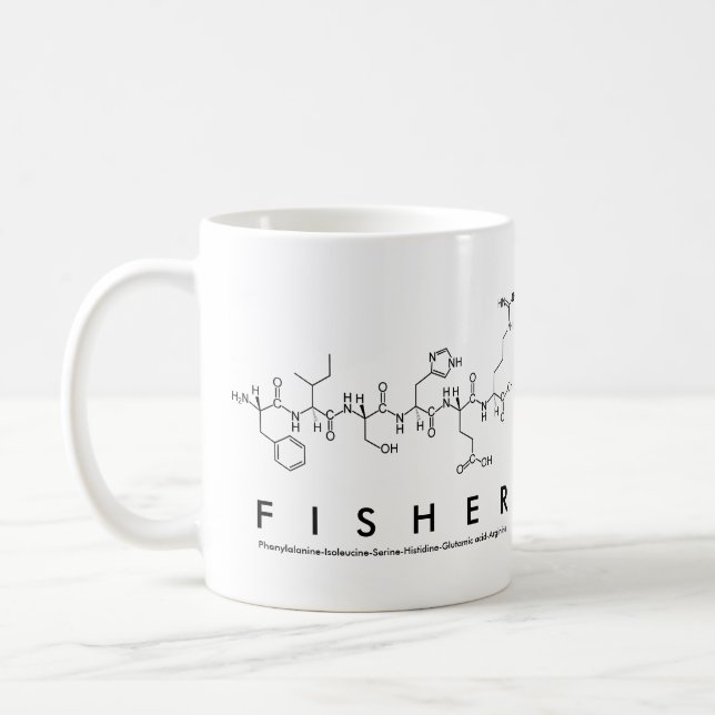 Fisher peptide name mug (Left)