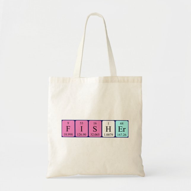 Fisher periodic table name tote bag (Front)