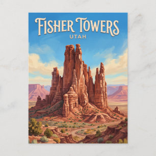 Fisher Towers Moab Utah Postcard