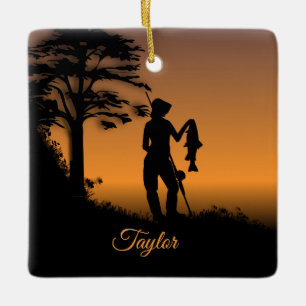 Fisher Woman at Dusk Personal Ceramic Ornament