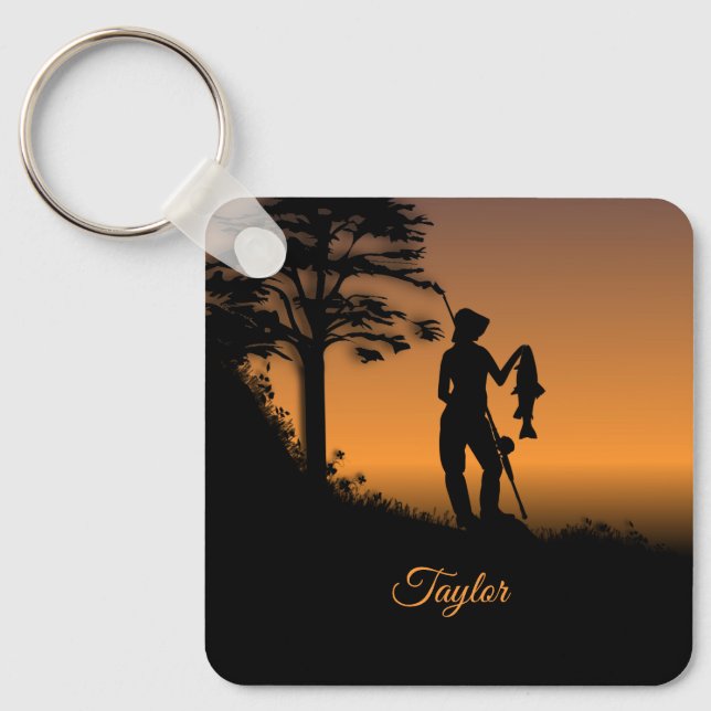 Fisher Woman at Dusk Personal Key Ring (Front)