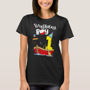 Fisherman 1st Birthday Boy Fishing 1 Year Old Them T-Shirt
